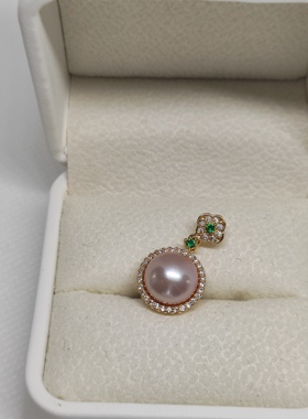 天然淡水珍珠吊坠境面强光橙金色仙紫色铜厚镀金托节日礼物特惠精