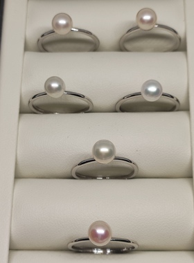 天然淡水珍珠正圆珍珠强光镜面6mm+纯银活口素圈戒指简约精致礼盒