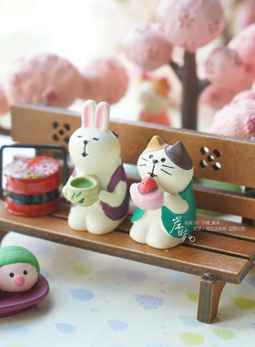 春日赏樱树脂可爱动物桌面摆件