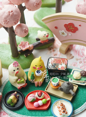 春天微缩樱花场景粉色可爱风摆件