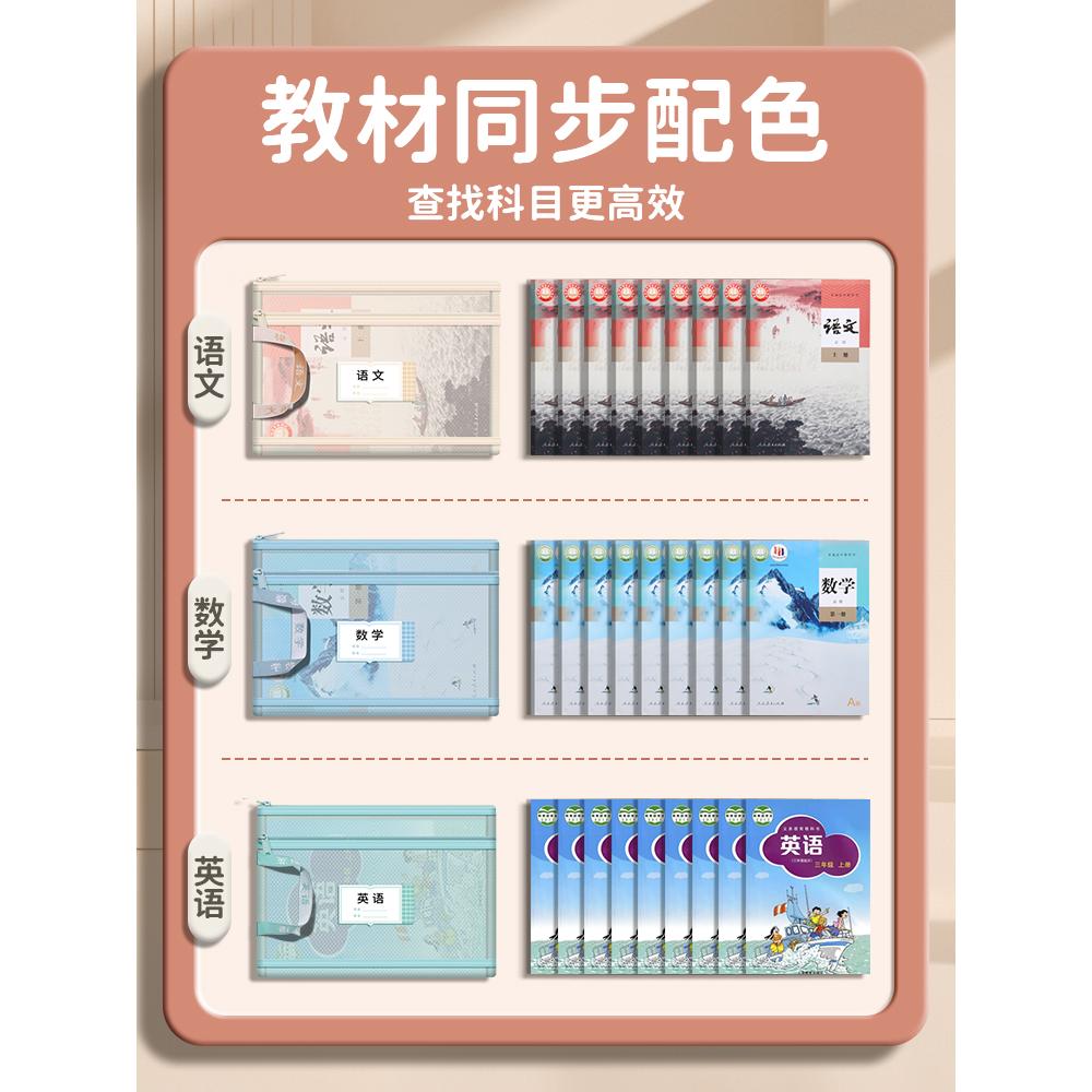 得力科目袋文件袋学科分类袋a4试卷收纳袋拉链袋双层小学生用手提袋课本书袋作业袋大容量网纱袋装卷子资料袋 - 图0