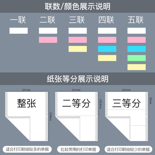 得力针式电脑打印纸三联二等分四联二联三等分两联单五联票据3联发票清单一式一联2联一等分4联600收据1000页 - 图2