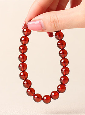 橙红色石榴石双圈手串女款官方旗舰店正品天然芬达色石榴石手链
