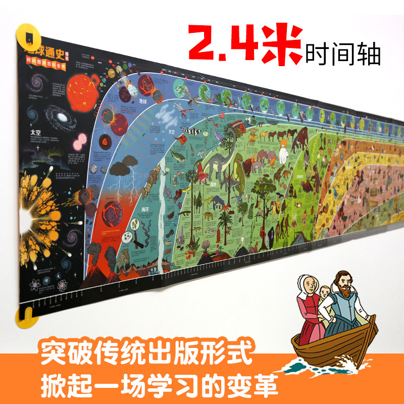 时间图谱百科全书通识大百科6-12岁小学生科普百科历史大全书籍 恐龙通史+昆虫通史+动物通史+植物通史 英国剑桥大学墙书