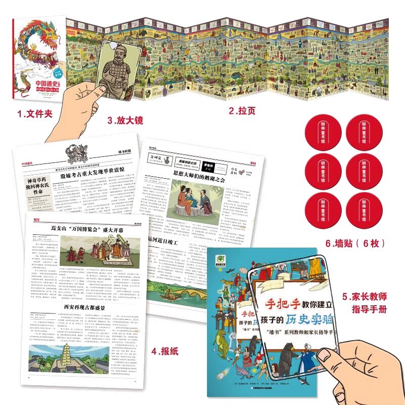 【精装】中国通史墙书 时间图谱百科全书儿童历史通史绘本小学生3-6-7-12岁中国传统文化地图书籍科普百科地球通史书墙系列