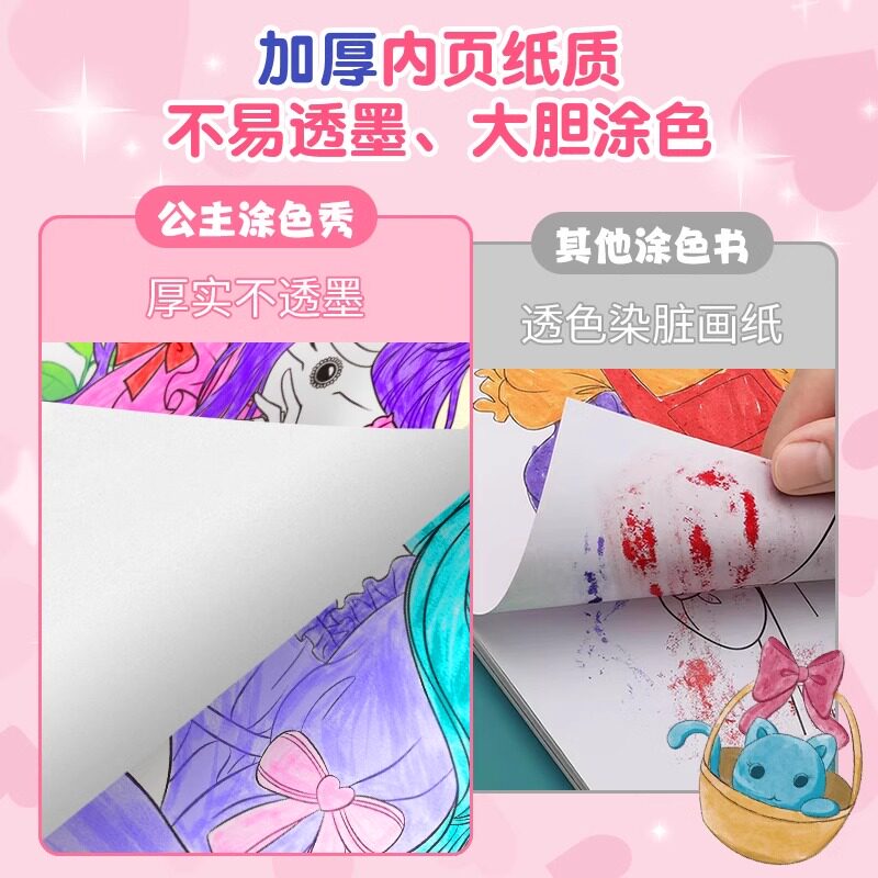 【小公主女孩涂色绘画本6册】3-4-5-6-8岁美少女图画书填色本 儿童芭比公主本卡通公主彩色绘画 梦幻可爱公主填色本