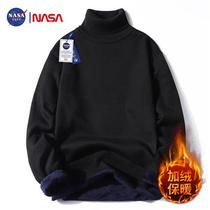 NASA GISS high collar sweater male fashion minimalist knit cardiovert comfortable and warm male clothing blouses undershirt black