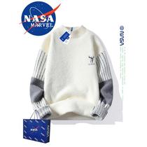NASA MARVEL needlework weasel-man autumn winter imitation water minke velvet round collar sweater with loose thickened warm-to-bottom couple