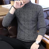 Dezomro Winter mens sweater Han version Body Thicken Plus Suede Knitwear Jersey Youth Semi-High Neckline Jersey Man