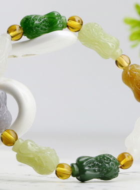 和田玉手链手串天然多宝碧玉黄玉