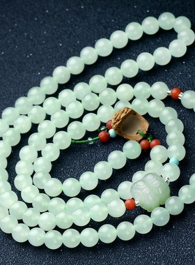 项链手串天然女款莲花青海玉