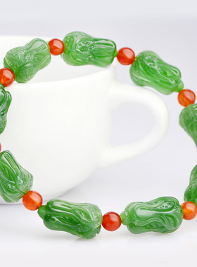 四通新疆和田玉手串男女款碧玉