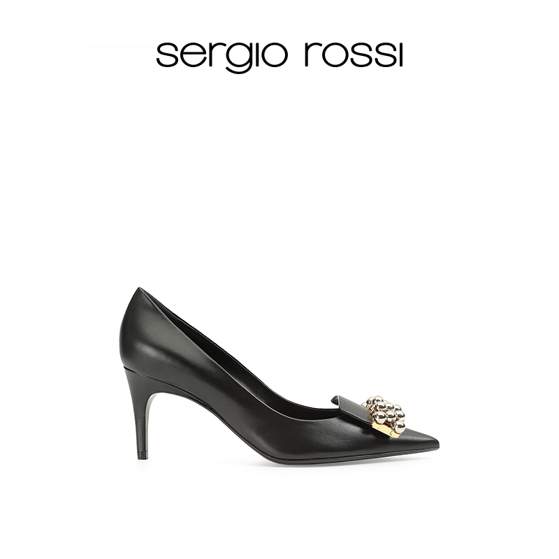 Sergio Rossi/女鞋sr1系列尖头浅口细跟高跟鞋-图0