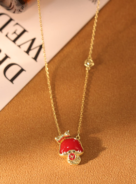 艾妮贝妮新款时尚红色暴富招财蛇项链蛇年生肖本命年好运新年礼物