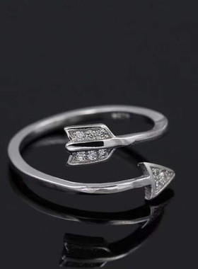 铜镶锆石个性不掉色戒指开口可调节指环高级设计感箭头戒指食指戒