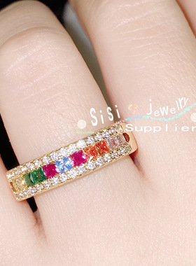 Sisi气质高级感超闪锆石水滴皇冠戒指女 镀18K 小众设计轻奢彩宝