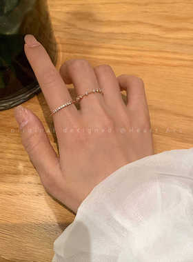 店主墙推~超显白银素圈戒指套装高级感精致锆石镶钻轻奢简约指环