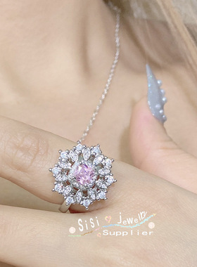 Sisi复古宫廷花仙子珠宝上新镀18K 璀璨高碳粉钻女戒指小众直播款