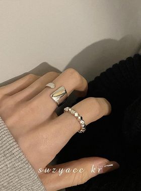 锦航方形锆石戒指女轻奢小众设计高级感食指戒ins潮时尚个性指环