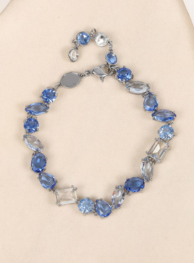 轻奢蓝色新款高级感不规则造型项链时尚小众设计气质优雅时尚套装