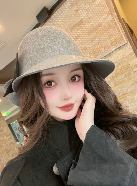 出游帽礼帽秋冬羊毛甜美大檐帽