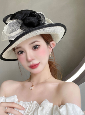 礼帽晚宴气质淑女女夏秋春短檐