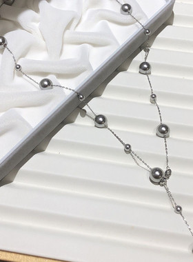 真多麻灰色满天星珍珠吊坠新款甜美可调节高级感劲链锁骨链饰品
