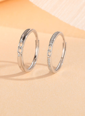 原创无限循环S925纯银情侣戒指莫比乌斯环女小众设计轻奢开口对戒