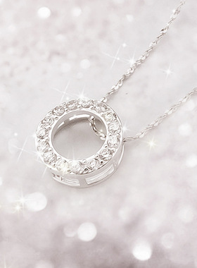 S925纯银项饰时尚百搭饰品唯美精致圆环镶钻女吊坠礼物