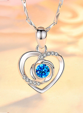 S925纯银灵动爱心项链女百搭小众心形轻奢跳动的心吊坠情 人节礼