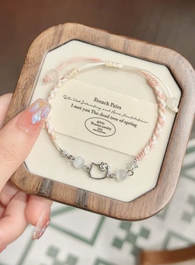 S925银kitty猫情侣手链