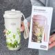 Coffee thermos cup for girls 2024 new double drinking cup light luxury high-end cup with straw accompanying large capacity