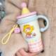 Large-capacity thermos cup for girls with good looks 2026 new cute straw cup office portable coffee cup