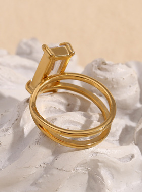 英国george melis欧美时尚气质小众设计款手饰镀18k金双层不对称
