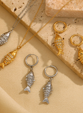 英国george melis欧美小众设计款高级感项链镀18k金满钻锦鲤吊坠