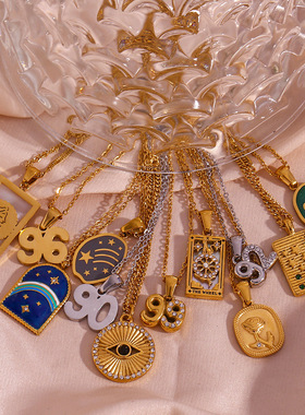 英国george melis欧美ins时尚简约项坠组合镀18k金微镶滴油年份