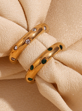 英国george melis欧美时尚简约小众气质手饰镀18k金微镶圆钻素圈