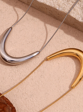 英国george melis欧美时尚简约小众设计项坠镀18k金圆弧v形吊坠