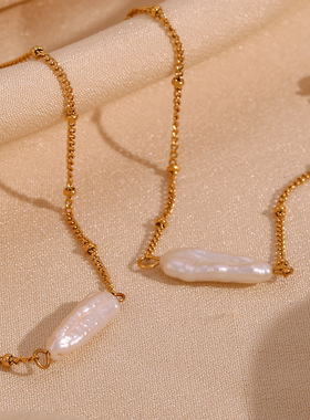 英国george melis欧美时尚小众轻奢手链套装镀18k巴洛克珍珠吊坠