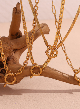 英国george melis欧美时尚简约小众刀片链项坠镀18k金o字nk链