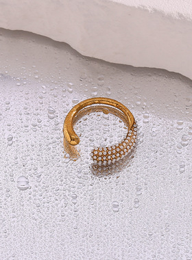 英国george melis欧美ins时尚简约轻奢指环女开口两头水滴造型微