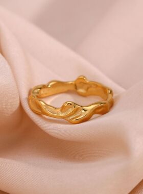 英国george melis欧美ins时尚简约轻奢百搭指环不规则表面素圈