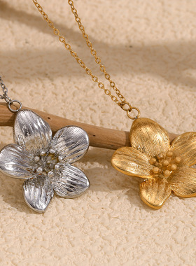 英国george melis欧美时尚气质复古法式个性项坠镀18k金高级花朵