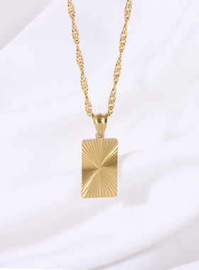 英国george melis欧美时尚复古轻奢爱心项链女电镀18k条纹项链