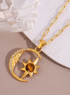 英国george melis欧美ins风百搭气质复古项坠镀18k金星月吊坠