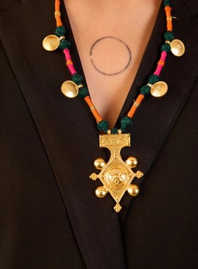 英国george melis欧美塔罗牌项链邪恶之眼圆饼吊坠锆石镶钻18k保