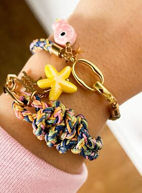 英国George Melis欧美流行手工编织彩绳小鱼星星吊坠手链炉内