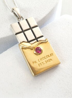 英国George Melis欧美时尚流行甜甜圈食物系列吊坠项链镶彩锆石