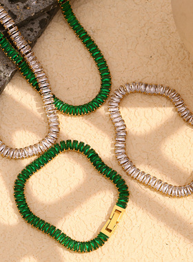 英国george melis小众满钻锆石爪链奢华项链套装材质女