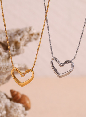 英国george melis欧美时尚小众气质项坠镀18k金细蛇链简约桃心吊